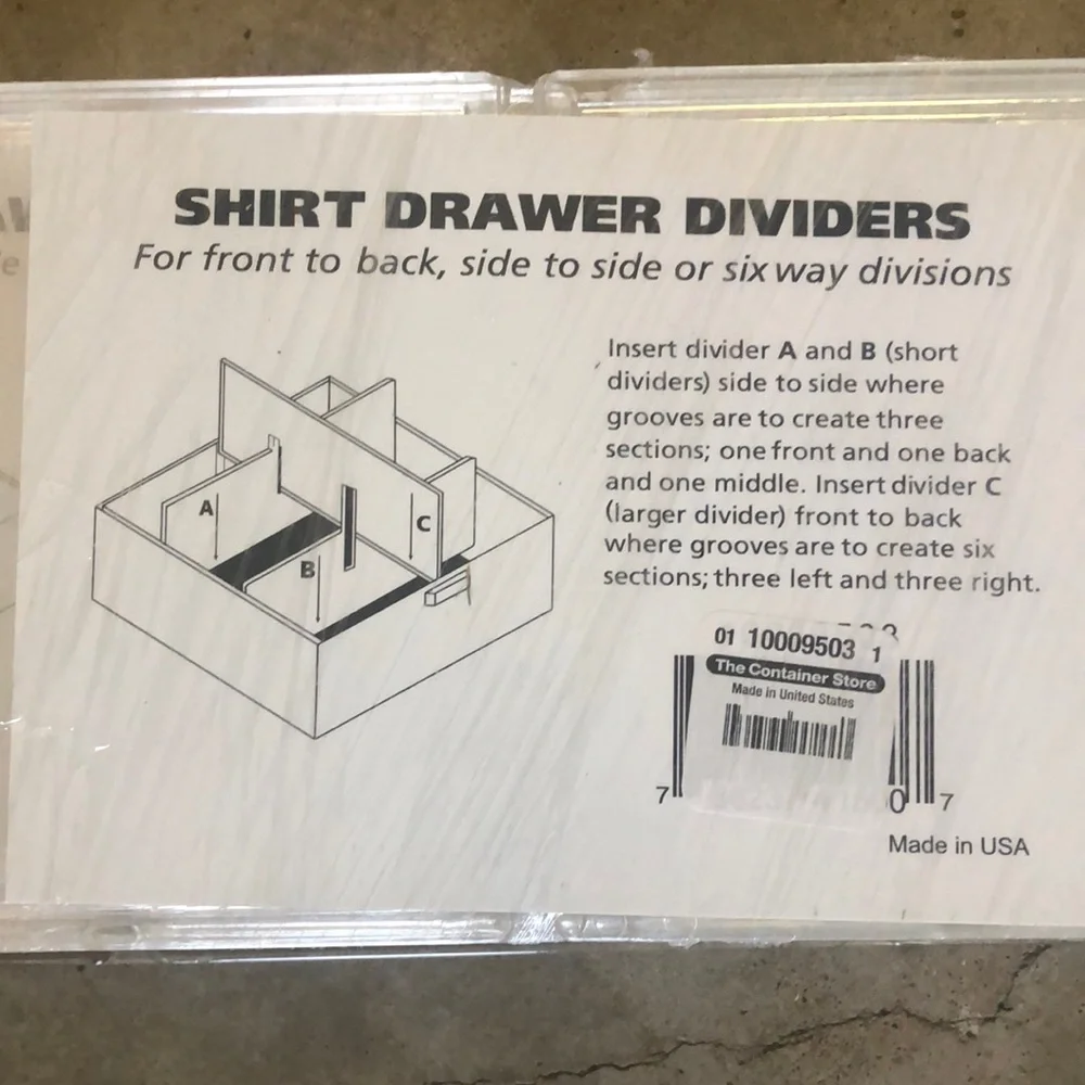 Container Store Shirt Drawer Dividers